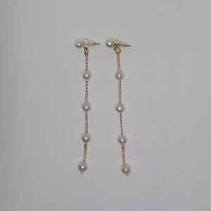 French Retro Faux Pearl Tassel Drop Earrings